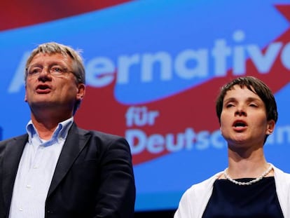 Los copresidentes de Alternativa para Alemania, J&ouml;rg Meuthen y Frauke Petry, en Stuttgart el pasado 1 de mayo. 