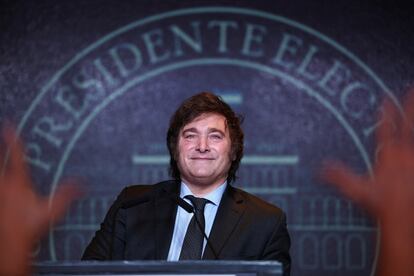 Javier Milei celebraba el domingo su victoria en las presidenciales de Argentina.