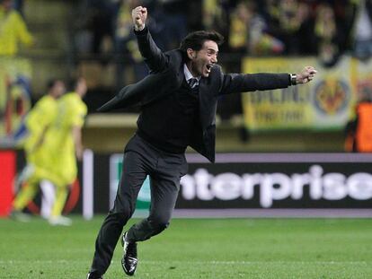 Marcelino celebra la clasificaci&oacute;n para la Champions.