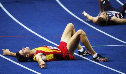 Adel Mechaal, después de terminar cuarto en la final de 10.000m.