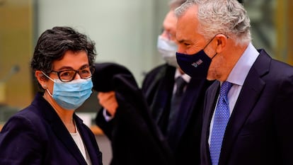 Foreign Affairs Minister Arancha Gonzalez Laya at the EU headquarters in Brussels on Monday.