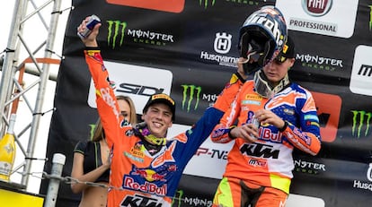 Prado, en el podio del último GP, en Holanda.