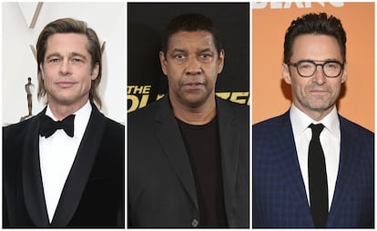 Los actores Brad Pitt, Denzel Washington y Hugh Jackman.