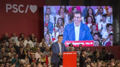 Pedro Sanchez en un acto politico del PSC en Barcelona, el pasado 9 de octubre.
