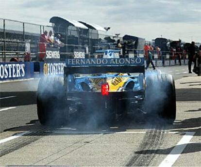 El monoplaza de Alonso, en el circuito de Silverstone.