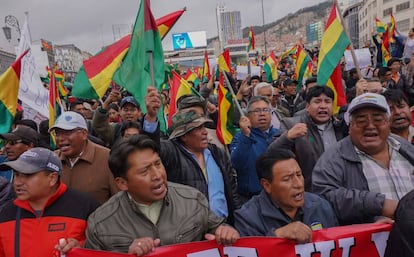 Um dos protestos na Bolívia depois das eleições presidenciais.