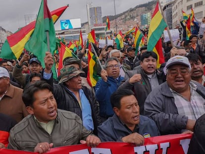 Um dos protestos na Bolívia depois das eleições presidenciais.
