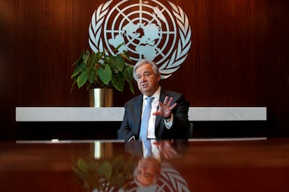António Guterres, secretario general de la ONU, durante una entrevista en la sede de Naciones Unidas en Nueva York.