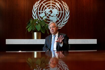 António Guterres, secretario general de la ONU, durante una entrevista en la sede de Naciones Unidas en Nueva York.