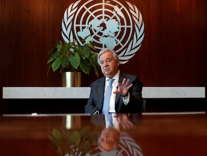 António Guterres, secretario general de la ONU, durante una entrevista en la sede de Naciones Unidas en Nueva York.