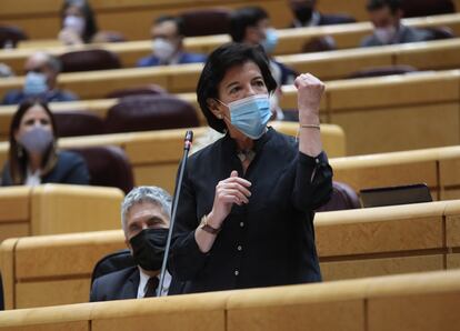 La ministra de Educación y Formación Profesional, Isabel Celaá, en el Senado.