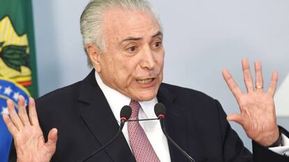 Temer durante pronunciamento sobre den&uacute;ncia por corrup&ccedil;&atilde;o.