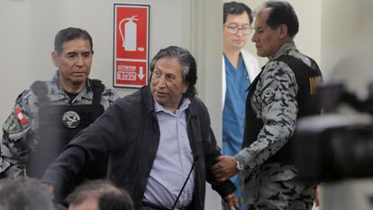 El expresidente peruano Alejandro Toledo, tras la audiencia