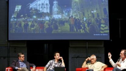 De izquierda a derecha, Fernando Encinar, Jon Aguirre, Ram&oacute;n L&oacute;pez de Lucio y Jos&eacute; Mar&iacute;a Ezquiaga.