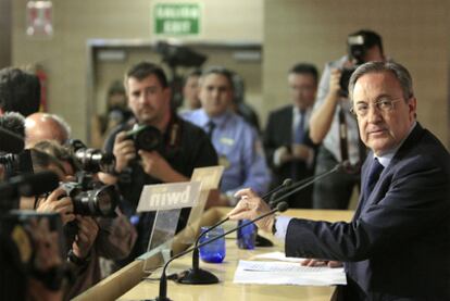 Florentino Pérez, ayer antes de anunciar la destitución de Jorge Valdano.