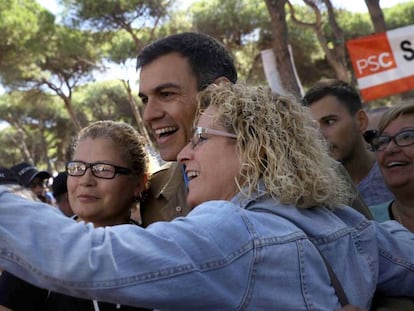 Socialist chief Pedro Sánchez in Catalonia on Sunday.