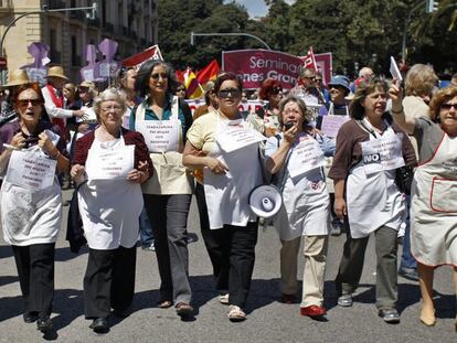 Protesta de trabajadoras del hogar en Valencia, en 2019.