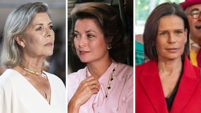 Da esquerda para a direita: Caroline, Grace Kelly (no começo da década de 1980) e Stephanie de Mônaco. 