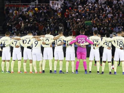 Los americanistas durante su partido contra el Real Madrid