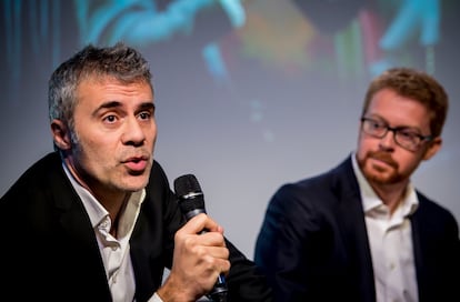 Domingo Corral y Sergio Oslé, en febrero de 2018, en Madrid.