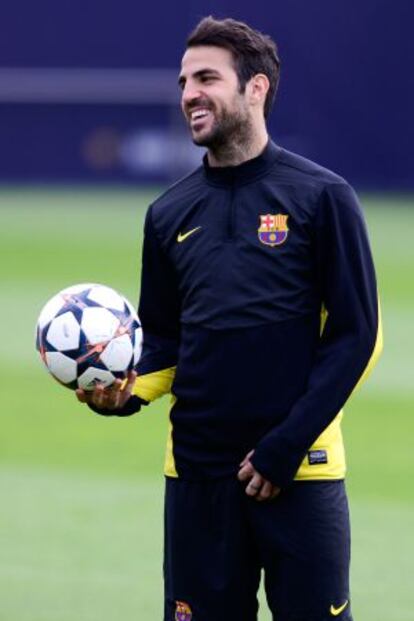 Cesc, en el entrenamiento previo a la ida.