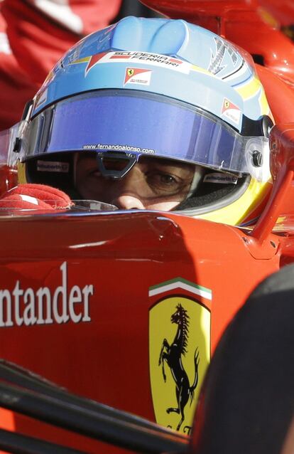 Fernando Alonso durante la sesión de entrenamiento.