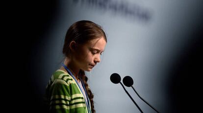 La activista sueca Greta Thunberg, durante la cumbre del clima de Madrid, en diciembre. 