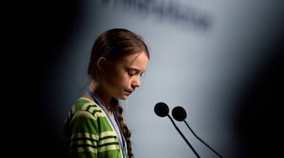 La activista sueca Greta Thunberg, durante la cumbre del clima de Madrid, en diciembre.
