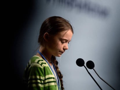 La activista sueca Greta Thunberg, durante la cumbre del clima de Madrid, en diciembre. 