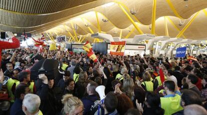 Trabajadores de Iberia en una protesta contra el ERE en 2013