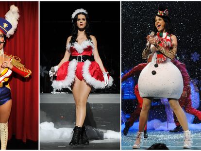 Katy Perry lució tres 'looks' muy navideños para su actuación en el Y100 Jingle Ball, celebrado en el BankAtlantic Center de Sunrise (Florida), el 11 de diciembre de 2010.