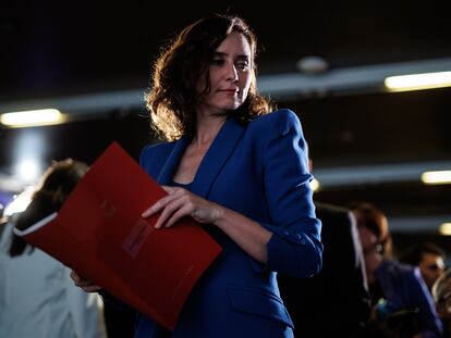 La presidenta de la Comunidad de Madrid, Isabel Díaz Ayuso, durante un acto en Alcalá de Henares este miércoles.