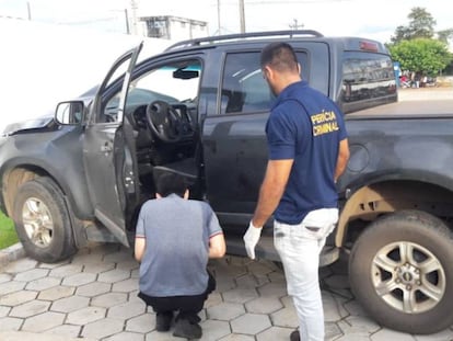  A picape Chevrolet S10 de Hamilton Alves foi alvejado com oito tiros.