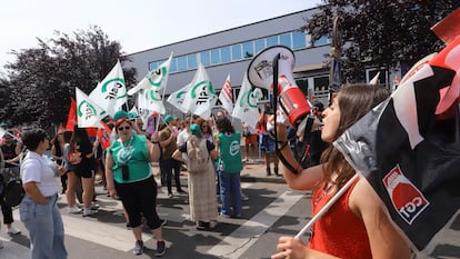 Protesta de trabajadores del centro de Ponferrada de Teleperformance, el pasado 13 de junio.