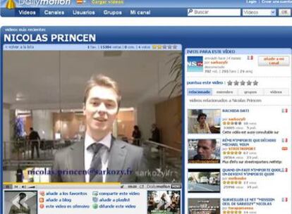 El asesor en la Red de Sarkozy, Nicolas Princen, en un vdeo que circula por Internet.