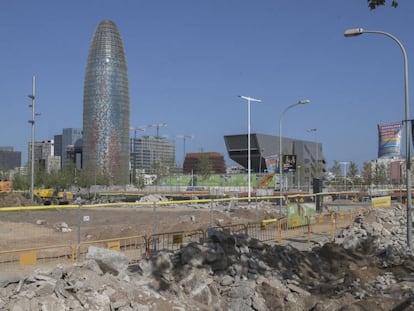 Obres de la plaça de les Glòries a Barcelona.