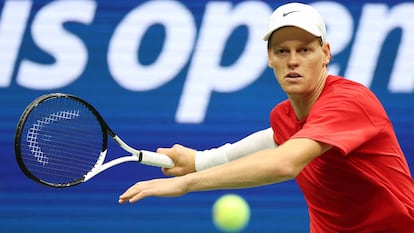 Jannik Sinner, durante un entrenamiento de esta semana en la Arthur Ashe.