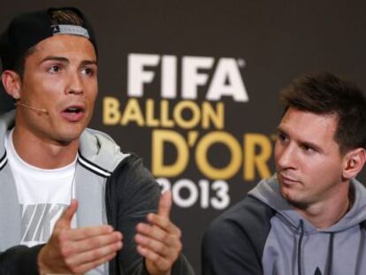 Cristiano i Messi, als premis de la Pilota d'Or del 2013.