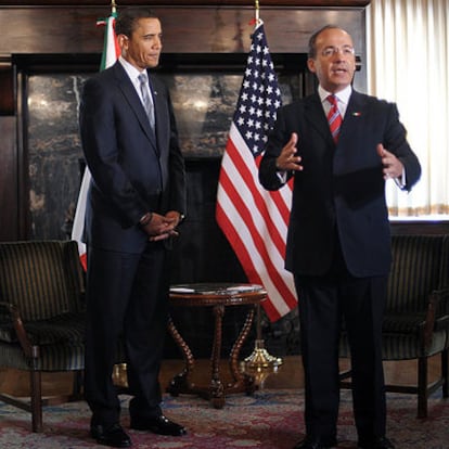 El presidente de México, Felipe Calderón, y el mandatario electo de EE UU, Barack Obama