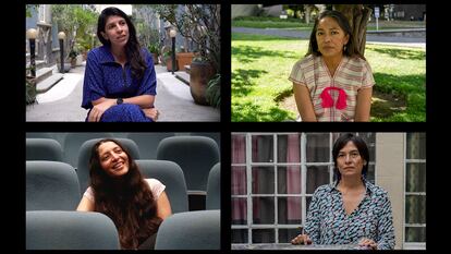 La cineastas Alejandra Márquez, Ángeles Cruz, Luna Marán y Elena Pardo en entrevista con EL PAÍS