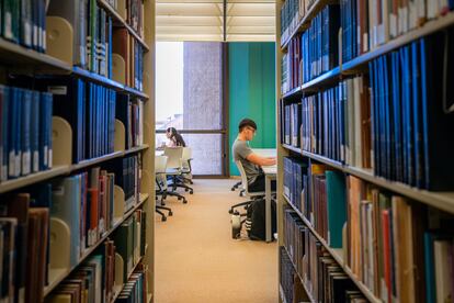 Students study in the Perry-Castaneda Library at the University of Texas at Austin