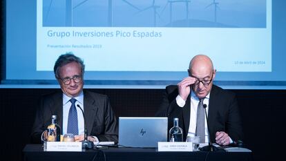 El presidente de Celsa, Rafael Vilaseca, y el consejero delegado, Jordi Cazorla, en una rueda de prensa el pasado mes de abril.
