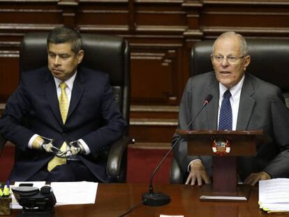 O presidente de Peru, Pedro Pablo Kuczynski, nesta quinta-feira no Congresso.