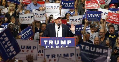 Trump, en un mitin en Michigan, el viernes.