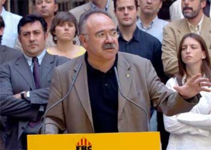 Josep Lluís Carod, durante la presentación en Barcelona de la nueva ejecutiva de ERC.