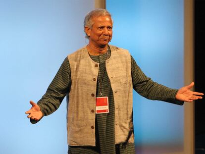 Muhammad Yunus, ayer durante su intervención en el Foro Impulsa.