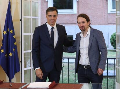 El presidente del Gobierno, Pedro Sánchez y el secretario general de Podemos, Pablo Iglesias.