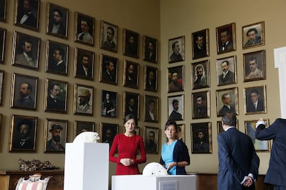 La reina Letizia, en una visita a la Academia de España en Roma, en octubre de 2018.