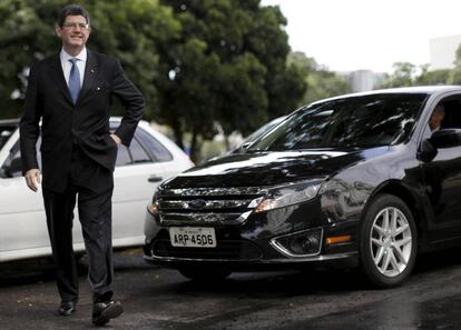 Joaquim Levy ao chegar no Minist&eacute;rio da Fazenda.