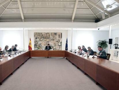 Pedro Sánchez preside la reunión del Comité de Gestión de Crisis el pasado lunes.